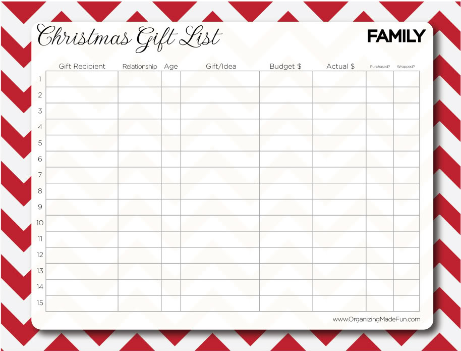 Christmas Gift List Template Pictures Wallpapers